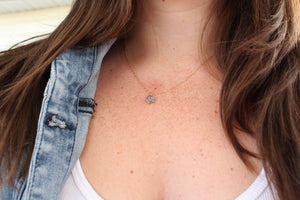 Forget Me Not Hexagon Necklace